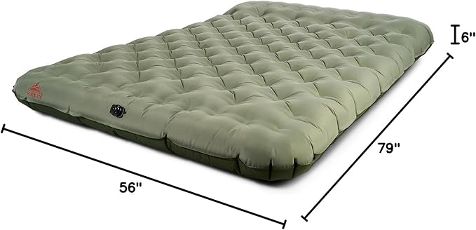Kelty Kush Queen Air Bed W/Battery-Powered Pump, PVC-Free Queen Air Mattress, Comfy and Plush 6-inch Pad, Carry Bag Included - Indoor/Outdoor Camping Air Bed