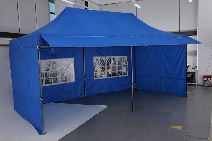 COBIZI 10x20 Pop Up Canopy Tent with Awning,Heavy Duty Canopy UPF 50+ All Season Wind Waterproof Commercial Outdoor Street Vendors Party Tents for Parties Canopy with Roller Bag(10 x 20 ft Dark Blue)
