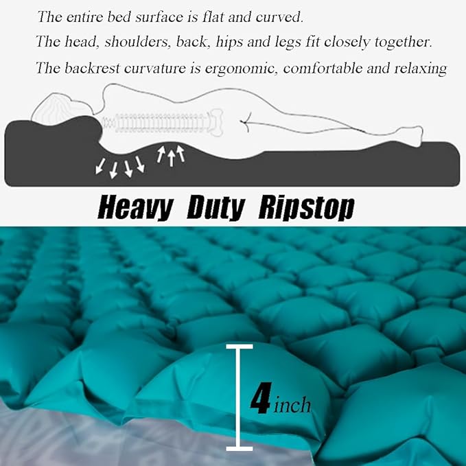 icepac Sleeping Pad Ultralight Inflatable Sleeping Pad for Camping,Built-in Pump, Ultimate for Camping, Hiking,Lightweight Inflatable Sleeping pad