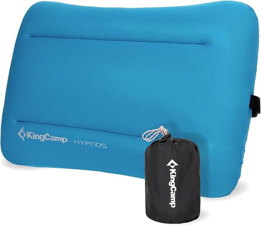KingCamp Inflatable Pillow for Camping, Extra Large Camping Pillow, Portable Ergonomic Air Pillow with Removable Washable Memory Foam Cover for Camp, Hiking, Car, Beach, Travel