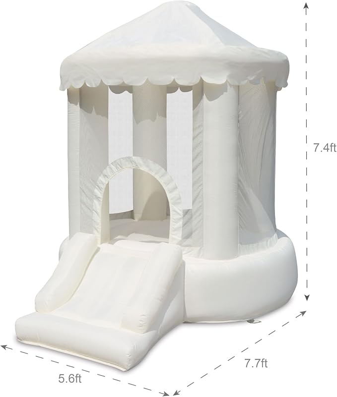 Bounceland Mini Play Tent Creamsicle Bounce House, 7.7 ft L x 5.6 ft W x 7.4 ft H, Neutral Bounce House w/Slide, UL Blower Included, Trendy Bouncer for Kids, Indoor & Outdoor Use, Best Gift for Kids