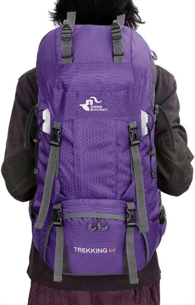 Bseash 60L Waterproof Hiking Camping Backpack with Rain Cover, Large Outdoor Sport Travel Daypack Rucksack for Climbing