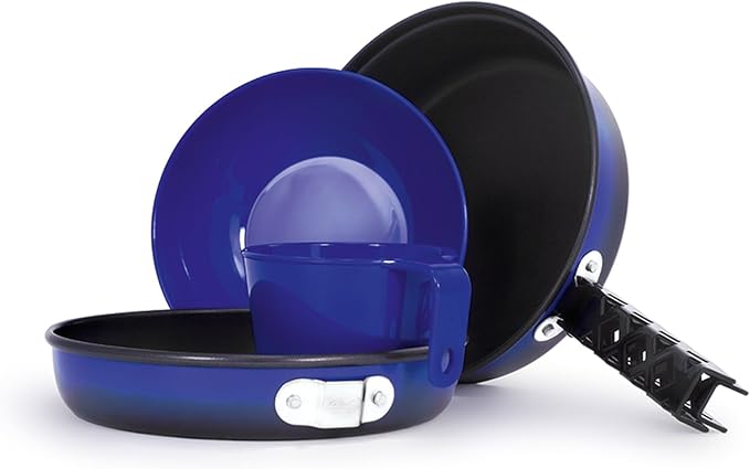 GSI Outdoors Bugaboo Mess Kit, High-Performance Ceramic Coated Cookset – 8" Dual-Use Fry Pan/Lid, 1 qt. Pot, Accessories