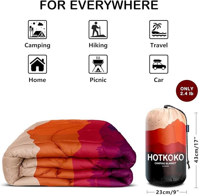 Camping Blanket,Lightweight Puffy Printed Camping Blanket Packable Outdoor Blanket for Camping,Traveling, Stadium, Hiking, Picnics