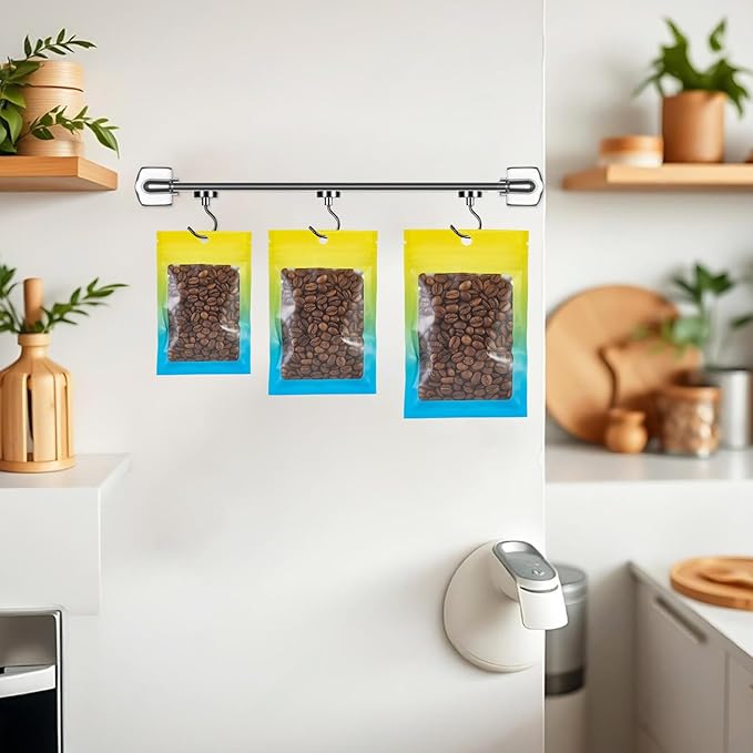 100 Pcs Resealable Mylar Bags, Gradient Color Food Storage Bags, Zip Bag Foil Bags Packaging Pouch for Food Storage, Sample, Small Business (Yellow Blue, 3.1 X 4.7 Inch)