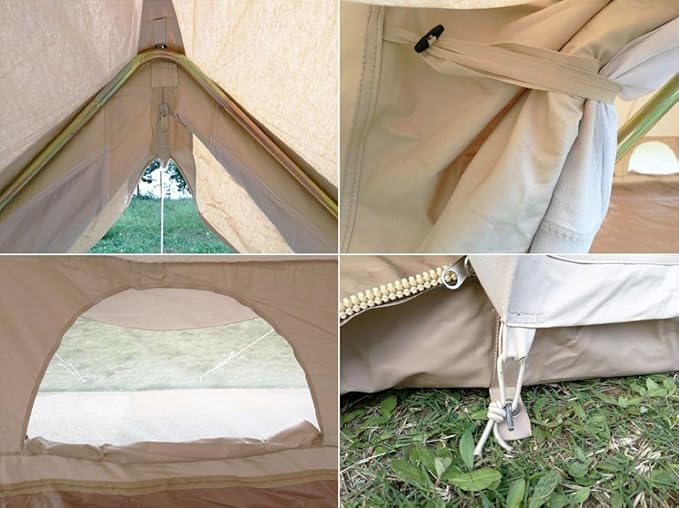 4x6M Heavy Duty Bell Tent, Waterproof Cotton Canvas Glamping Tent for 6-10 People