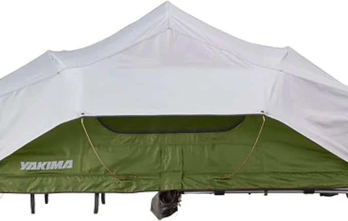 Yakima SkyRise Medium Nylon Rooftop Camping Tent for 3 People with Ladder, Mesh Skylights, and 2.5 Inch Foam Mattress with Removable Cover, Green