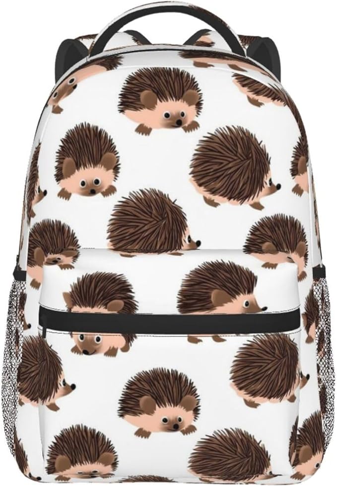 Lightweight Daypack for Camping Business Walking Cycling, Large Capacity Anti-Theft Multipurpose Bookbag, Cute Hedgehog Gym Outdoor Hiking Backpack