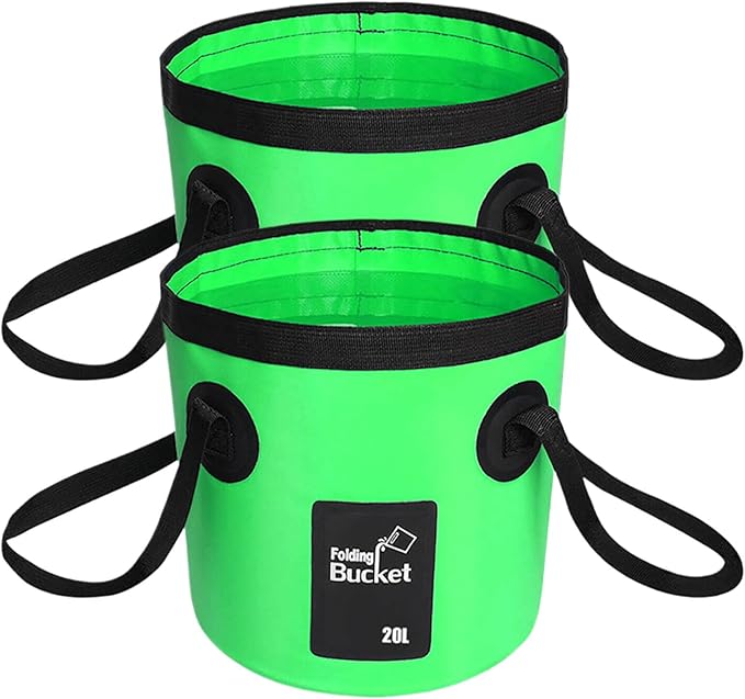 BANCHELLE Collapsible Bucket Water Container Portable Folding Camp Wash Basin for Outdoor Traveling Hiking Fishing Car Washing Gardening Camping 2 PCS