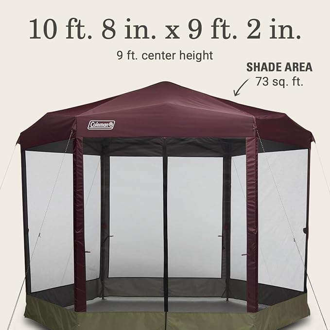 Coleman Back Home Screened Canopy Tent with Instant Setup, Outdoor Gazebo for Bug-Free Lounging, Fits Over Picnic Tables, Ideal for Parties, Events, Tailgates, Dining, & More