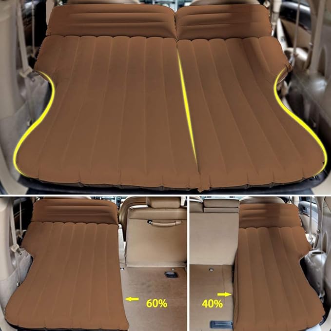 Inflatable SUV Air Mattress Thickened Flocking Inflatable Car Camping Travel Air Mattress with 2 Pillows & Air Pump,Portable Car Sleeping Bed for SUV|MPV|Minivan