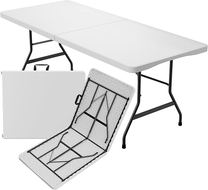 Sorfey Folding Table 6-Foot X 30 inch, White Plastic