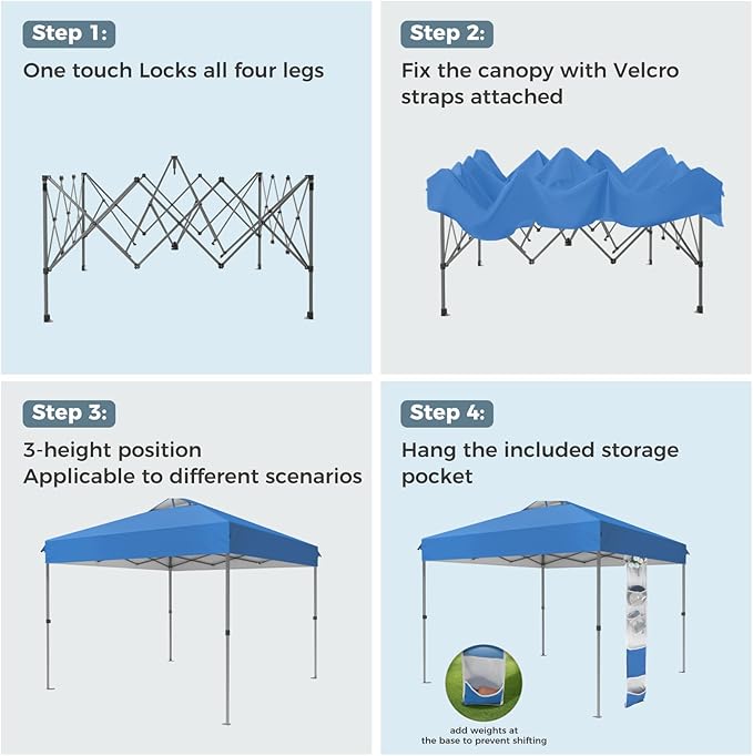 GREEN PARTY 10x10 ft Pop Up Canopy Tent, 1-Person Setup Instant Outdoor Canopy with Vented Top, Wheeled Carry Bag, 4 Ropes & 4 Sandbag -Blue