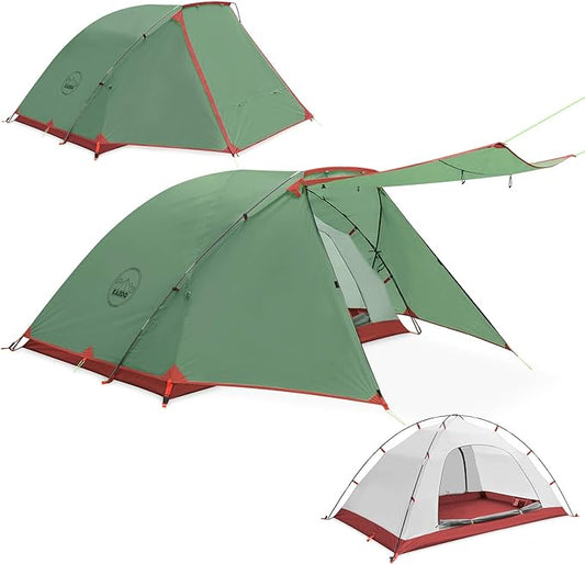 KAZOO 2/4 Person Camping Tent Outdoor Waterproof Family Large Tents 2/4 People Easy Setup Tent with Porch Double Layer