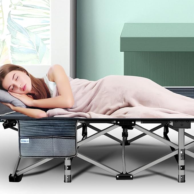 LILYPELLE 2 Pack Folding Camping Cot W/Mattress, 78" L x 32" W x 18" H Cot Bed, Heavy Duty Wide Camping Cot XXL for Adults, Portable Sleeping Cot Bed for Travel Camping/Office, Home Nap