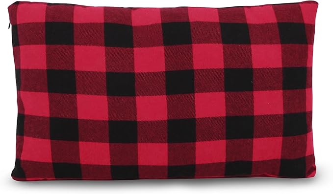 REDCAMP Small Camping Pillow Lightweight and Compressible, 1PC Flannel Travel Pillow with Removable Pillow Cover (Red and Black Plaid)