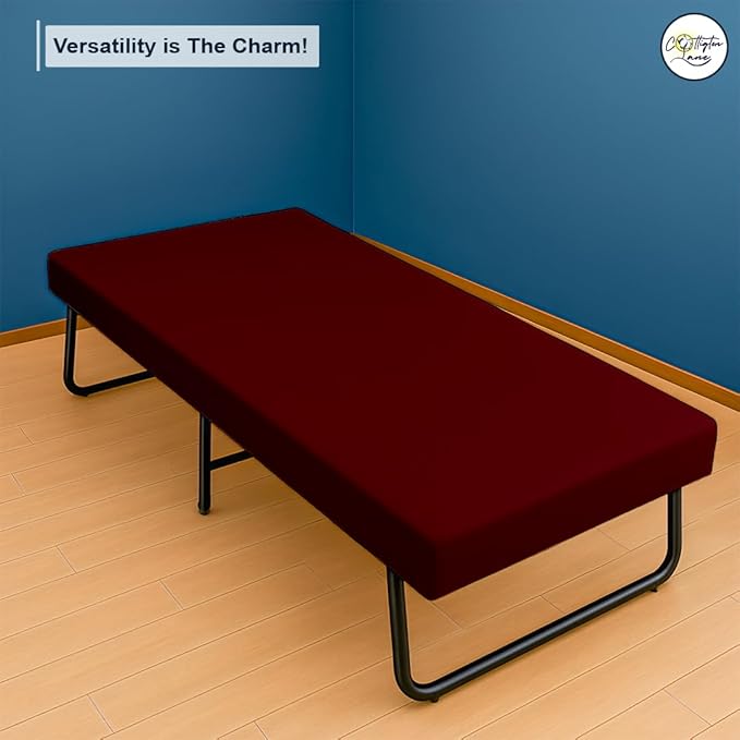 Cot Fitted Sheet 33 x 75, 100% Egyptian Cotton, 1 PC Cot Size Bottom Sheet Only, Perfect for Narrow Twin, Camp Bunk, Army Cots, Trifold Mattress, Camping Cot, Guest Bed Replacement(Burgundy)