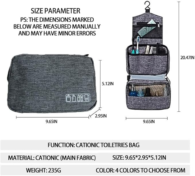 Travel toilet bag is used to store toiletries, with a large capacity storage hanging toilet bag (Gray)