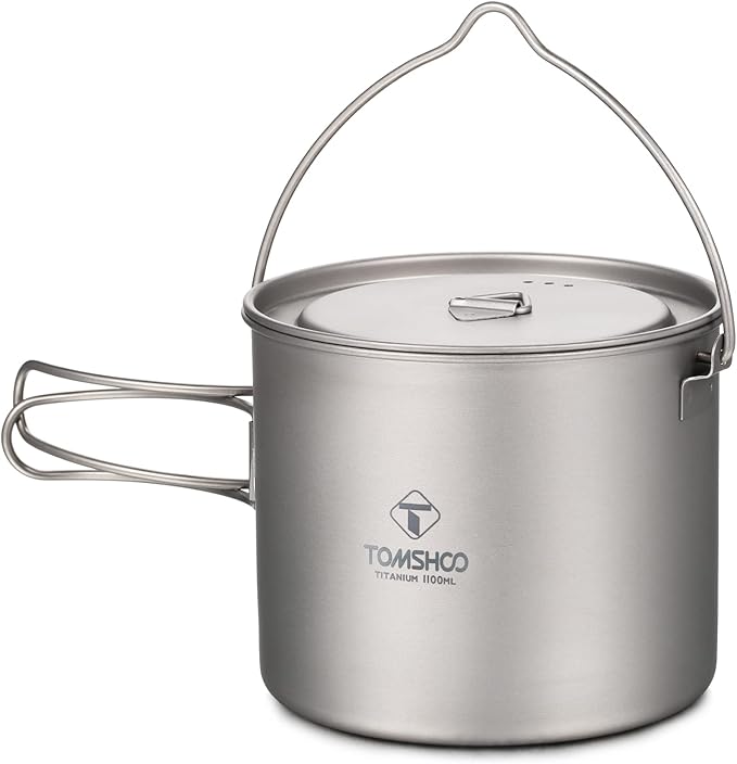 Camping Pot, Titanium Pot 750ml/900ml/1100ml/1600ml/2000ml/2800ml Ultralight ing Pot with Lid and Foldable Handle Outdoor Camping Backpacking Cooking Picnic