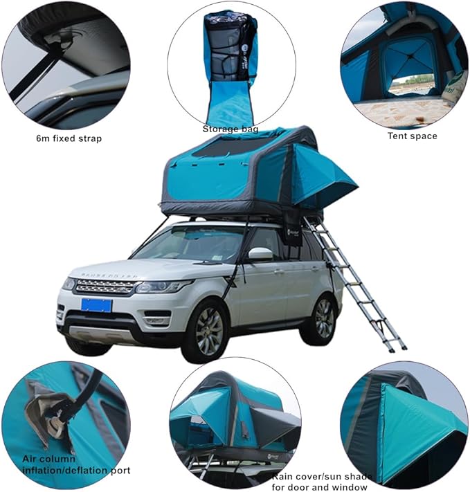 UNISTRENGH Truck Rooftop Tents Portable Inflatable Family Camping SUV Car Roof Top Tent with Skylight, Sun, Wind, and Waterproof SUV Truck Roof Tents