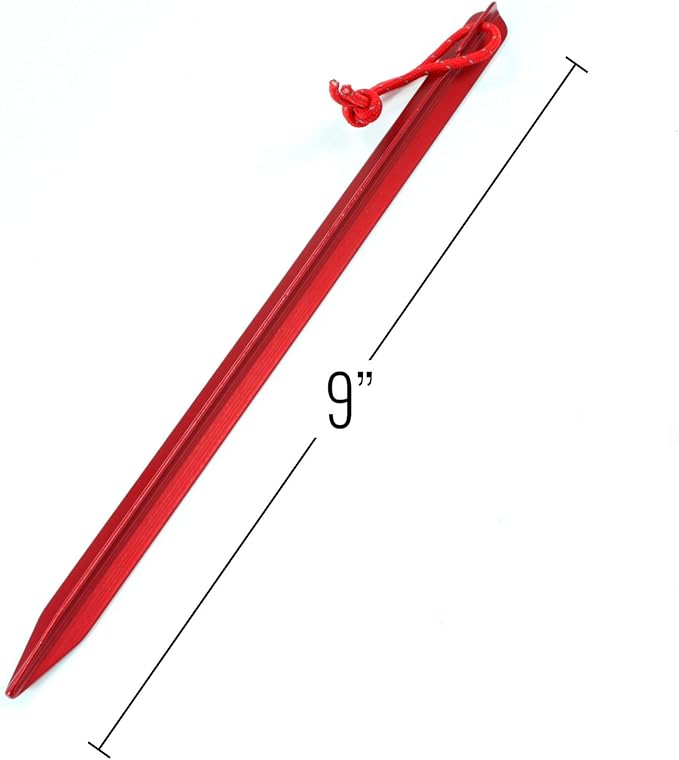 ASR Outdoor 9 Inch Aircraft Grade Aluminum Camping Stakes Tent Pegs - 12 Pack