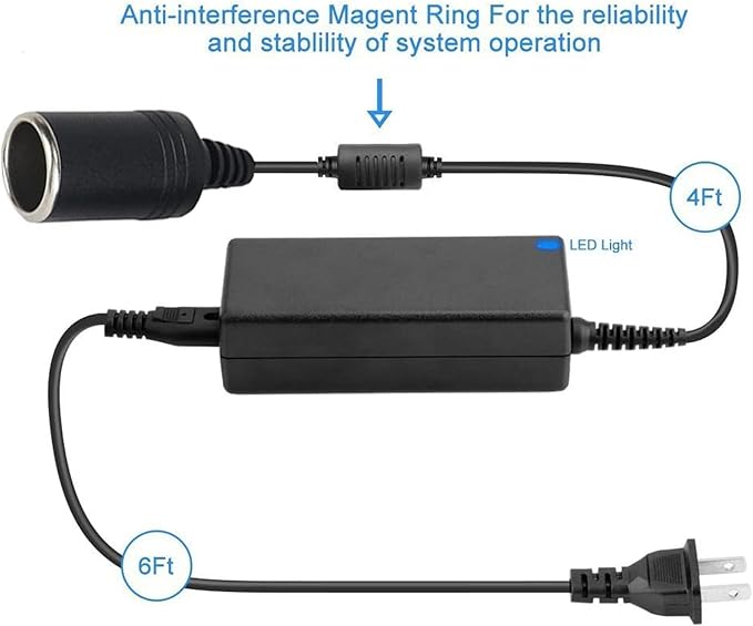 for Coleman Thermoelectric Hot/Cold Cooler, Compatible with Koolatron Mini Fridge. for Camping Home Office Dorm or Vehicle Use Cigarette Lighter Plug Socket Power Supply Cord PS Replace Part
