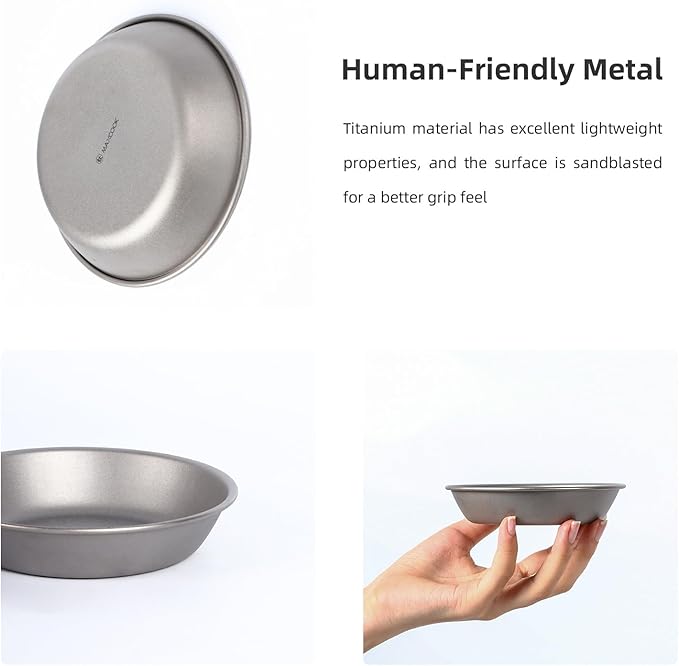 Pure Titanium Camping Sauce Dish 2 Pieces 4.6 inch Salad Sacue Bowl for Backpacking Outdoor Hiking