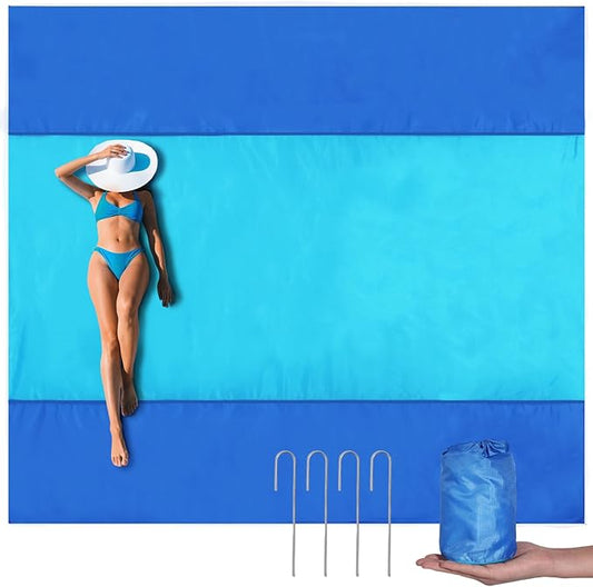 Beach Mat Sand Free Waterproof Oversized Beach Blanket Sandproof 1-8 Adults Picnic Mat Perfect Outdoor Companion for Travel, Camping, Hiking Quick Drying, Lightweight (79" X 83" (1-3 Person))