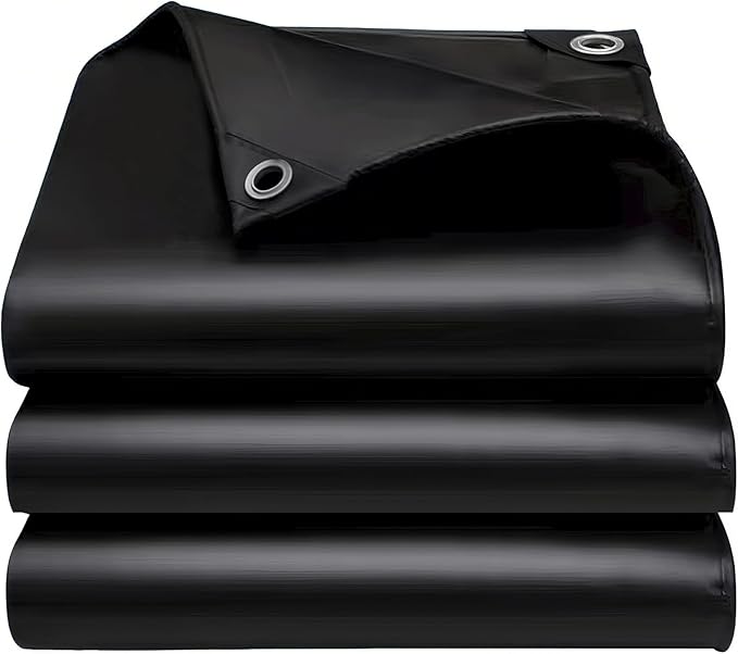 12x16FT Tarps Heavy Duty Waterproof, Large Heavy Duty Tarps with Grommets Reinforced Edges, UV Resistant, Tear&Fade Resistant, 16 Mil Black Covers for Camping Patio Roof Boat Outdoor