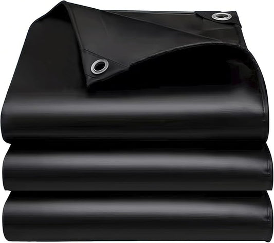 12x16FT Tarps Heavy Duty Waterproof, Large Heavy Duty Tarps with Grommets Reinforced Edges, UV Resistant, Tear&Fade Resistant, 16 Mil Black Covers for Camping Patio Roof Boat Outdoor