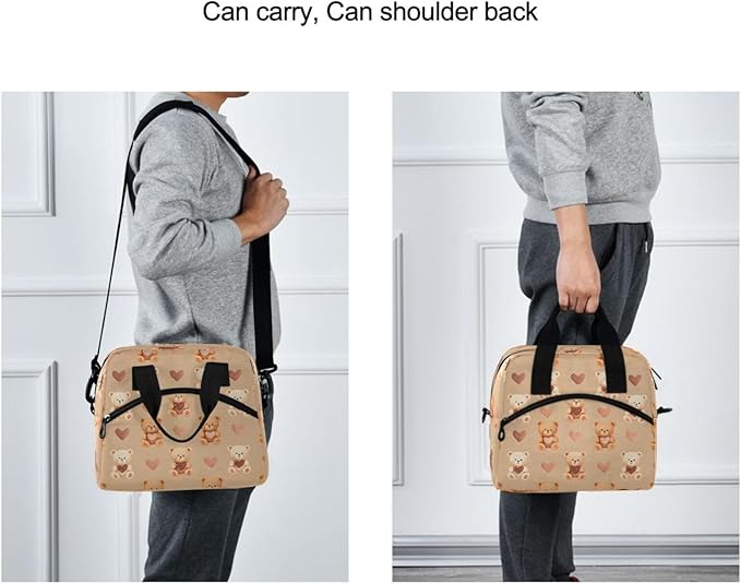 ALAZA Bear Heart Lunch Box for Men Women Adults Insulated Lunch Bag Cooler Bag with Adjustable Shoulder Strap for Work Picnic Travel