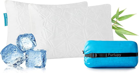 Small Shredded Gel Memory Foam Pillow,Adjustable for Contoured Support -Portable Ideal for Backpacking, Camping, Travel, Car, Airplane,Office Nap