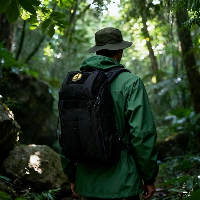 25L Hiking Backpack for Men & Women,Breathable Waterproof Backpack, Lightweight Camping Backpack with MOLLE System-Black,Suitable for mountain climbing and outdoor hiking