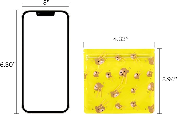 QQ Studio 100 PCS Clear Print Poly Plastic Color Empty Hangover Starter Kit with Resealable Zipper Seal Lock (Bear, 4.33 inch x 3.94 inch)