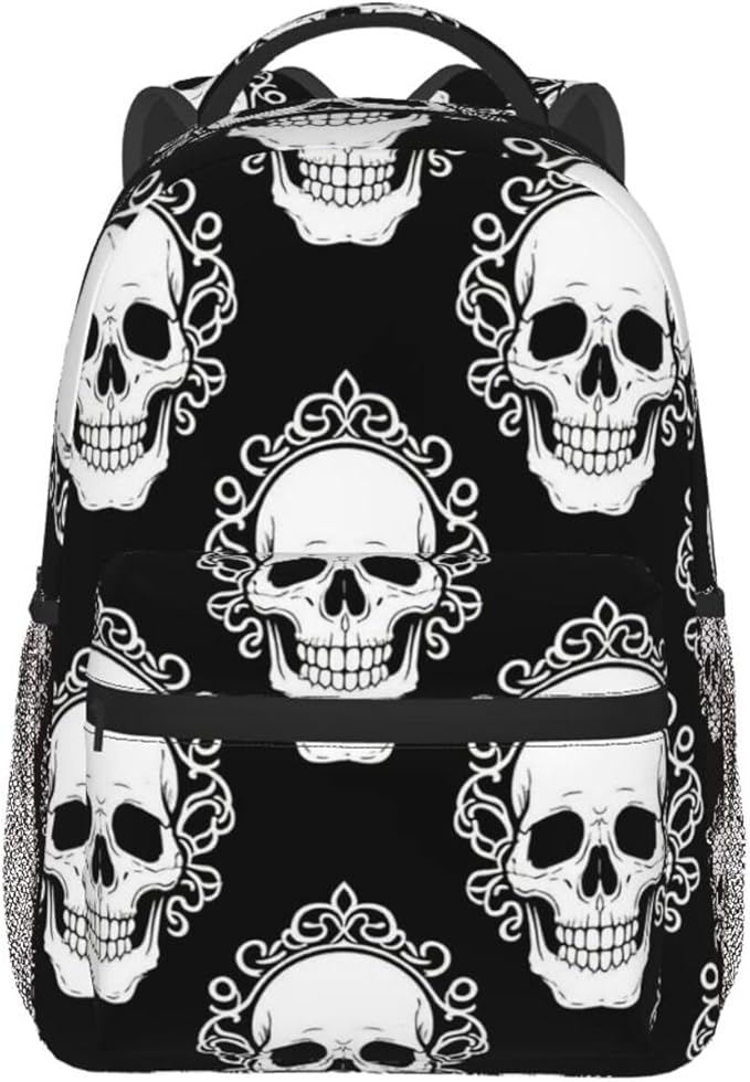 Rucksack Polyester Anti-Theft Multipurpose Vintage Skull Carry On Bag Large Capacity Travel and Sport Backpack Rucksack With Smooth Zippers