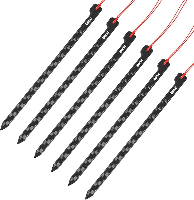 Ultralight Tent Stakes, 4.72 Inch Carbon Fiber Tent Pegs, Lightweight Tent Stakes Backpacking Gear for Camping Hiking