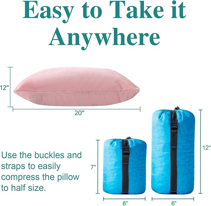 Small Shredded Gel Memory Foam Pillow,Adjustable for Contoured Support -Portable Ideal for Backpacking, Camping, Travel, Car, Airplane,Office Nap