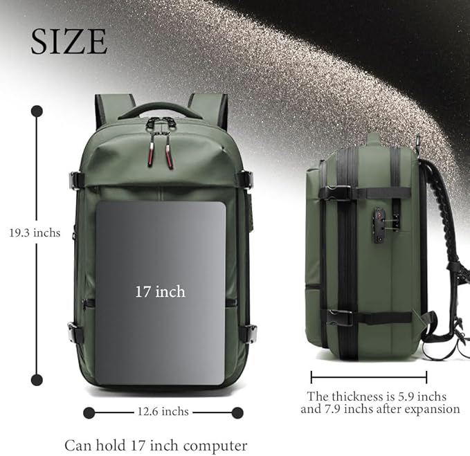 Vacuum Backpack for Travel, 25 Inch Expandable Vacuum Compression Bag with Electric Vacuum Pump, Space Saver Bags (Army Green)