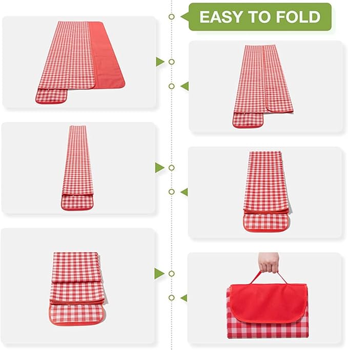 K Y KANGYUN Outdoor Picnic Blankets, Extra Large Beach Blanket, Foldable Lightweight Waterproof Sand Mat, Picnic Blanket 80" x 60" for Beach Camping Hiking Park Patio (Red, 80x60 inch)