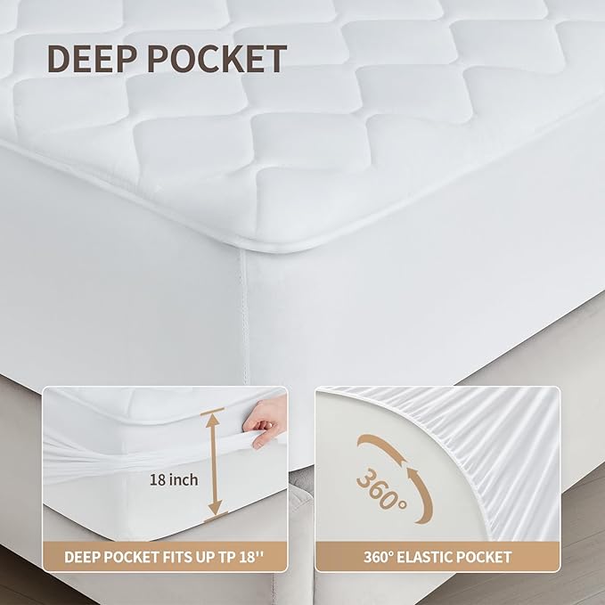 Bwarm Premium Quilted Heated Mattress Pad Queen Size, 60" x 80" Bed Warmer, 9 Heat Settings, 1-12 Hours Auto Off, Soft and Cozy, Deep Pocket, Fast Heating, Machine Washable