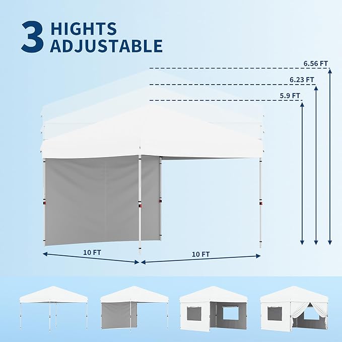 Garvee 10x10 Pop Up Canopy Tent, Heavy Duty Commercial Instant Shelter with One-Person Setup, UPF 50+ Waterproof, 100 Sq Ft Shade for Outdoor Events, Camping, Farmers Market