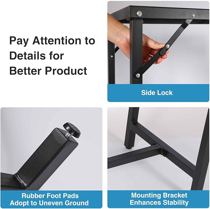 REDCAMP 39 Inch Outdoor Bar Table, 2 Pack Folding Paito Bar Height Table with Waterproof Mesh Top for Balcony, Garden, Hot Tub, Poolside, Indoor, Rectangle Black