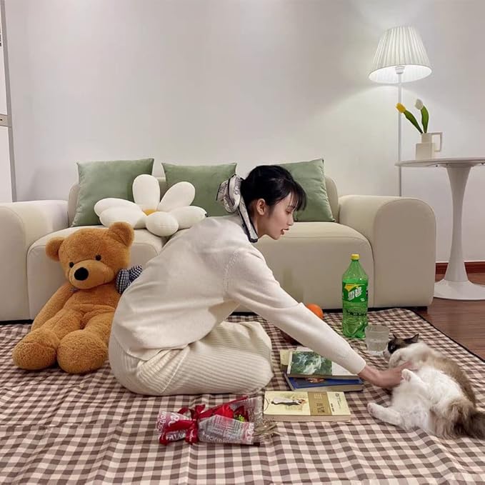 Extra Large 80"x 80" Beach Blanket, Outdoor Picnic Blankets, Waterproof Sandproof Portable Blankets, Foldable and Lightweight for Spring Summer Camping, Beach, Park (Brown, 80x80 in)