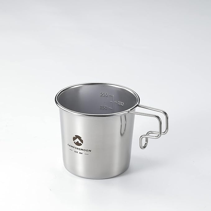CAMPINGMOON 7oz Mug Cup Stackable 304 Stainless Steel Small Little Camping Beer 210ml S-190 (4pcs set/w bag)