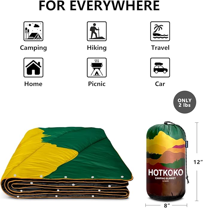 Camping Blanket,Lightweight Puffy Printed Camping Blanket Packable Outdoor Blanket for Camping,Traveling, Stadium, Hiking, Picnics