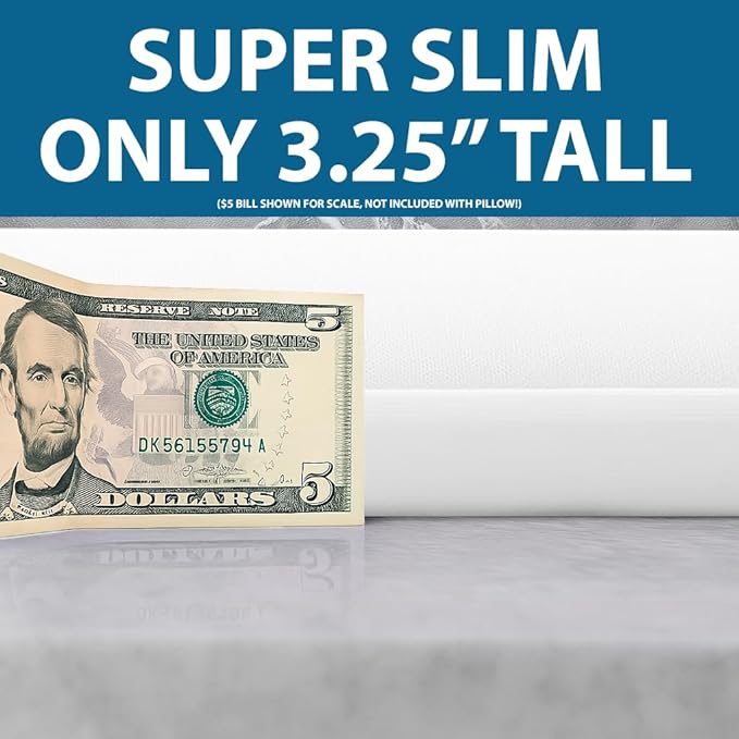 Bluewave Bedding Super Slim Gel Memory Foam Pillow for Stomach and Back Sleepers - Thin, Flat Design for Cervical Neck Alignment and Deeper Sleep (3.25-Inches Height, Standard Size)