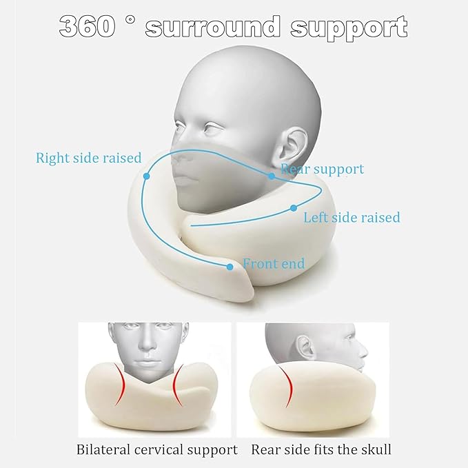 Travel Pillow, Travel Neck Pillow, 360 Degree Comfort and Breathability, Airplane Travel Neck Pillow, Stowable U-Shaped Pillow (Peach)