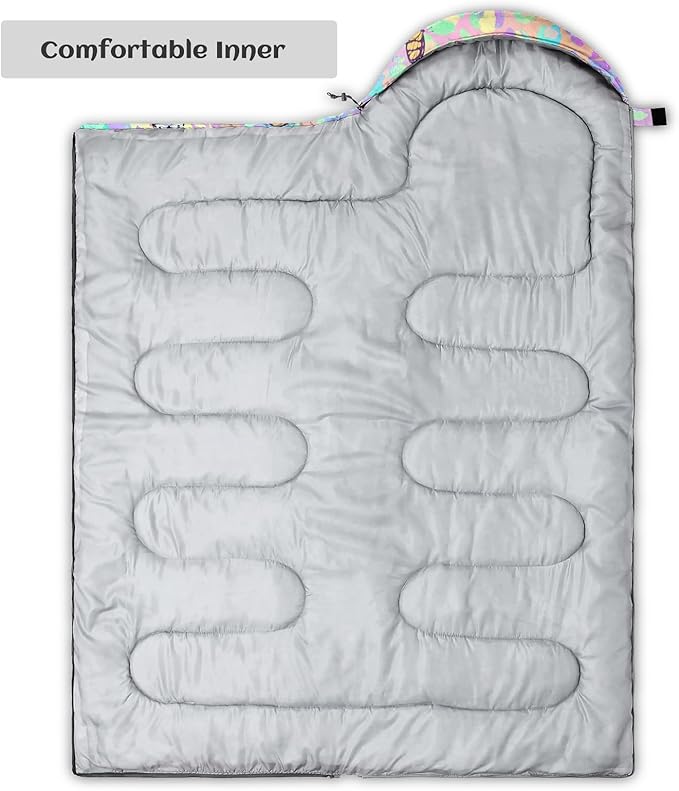 Sleeping Bags for Adults Youth Kids,3D Printing Camping Sleeping Bag for Girls Boys Lightweight Waterproof Cold/Warm Weather Sleeping Bag for 3 Seasons