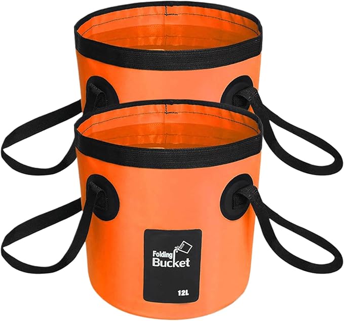 BANCHELLE Collapsible Bucket Water Container Portable Folding Camp Wash Basin for Outdoor Traveling Hiking Fishing Car Washing Gardening Camping 2 PCS