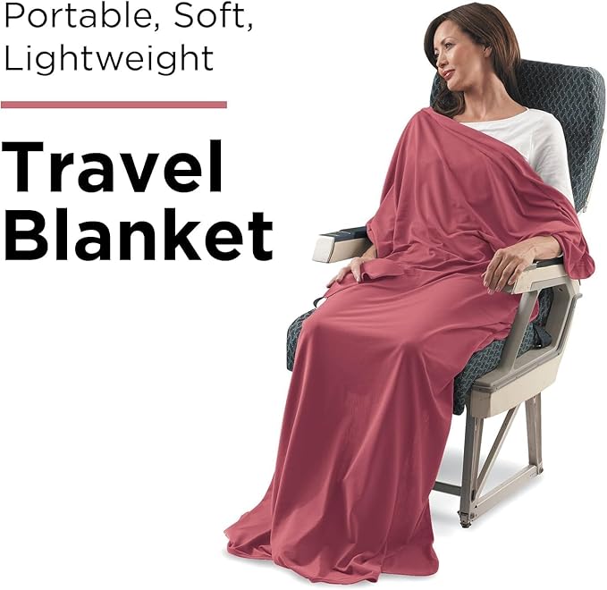SAGEFINDS Airplane Travel Blanket | Compact Throw Blanket for Camping and Hiking | Converts into a Pillow | Travel Gift | Soft Jersey Knit | Fits in Backpack | Attaches to Luggage | Travel Essential